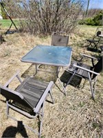 3 chair Glass Top Table Patio Set