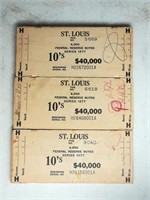 (3) $10 '77 St Louis Federal Reserve Currency Ends