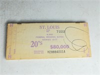 $20 1977 St Louis Federal Reserve Wood Brick End