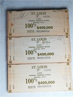 (3) $100 1977 St Louis Federal Reserve Brick Ends