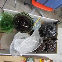 Vintage glassware and teapot lot.
