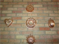 set of 5 copper cake pans