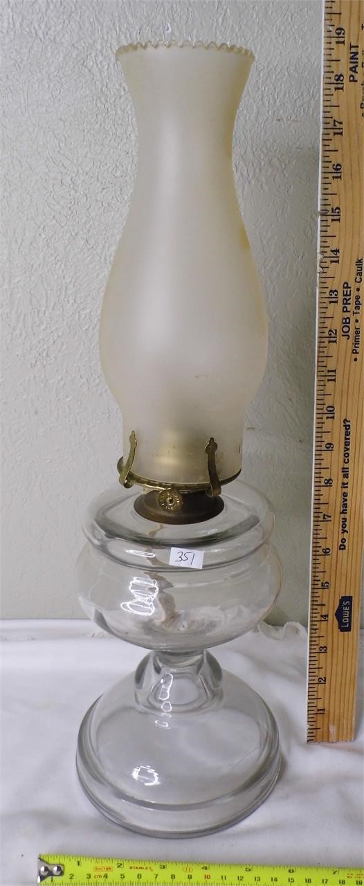 Vtg Glass Oil Lamp