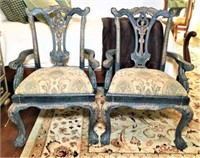 Pair of Crackle Finish Chairs