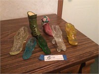 (7) Assorted Glass Slippers / Shoes