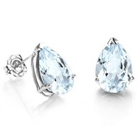 6x4MM Pear Cut Aquamarine .85CTW Stud Earrings in