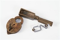 RAILWAY KEY, T & IVORY LOCK WITH C.P.R. KEY &