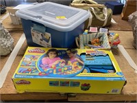 Tote/puzzles,card games,items,Playdoh,items