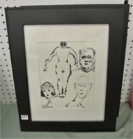 3 Framed Select Studies in Ink & Graphite