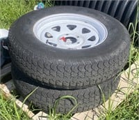 (T) WD ST205/75D15 Trailer Tires & Rims, 5 Lug,