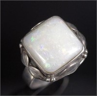 Australian Arts & Crafts opal and silver ring