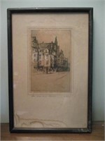 vintage etching of John Knox's house