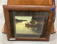 Wood framed wall art-glass broken 
27.5 x 24