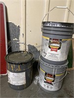 3 open containers of paint, unknown quantity