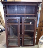 ORNATE LIBRARY BOOKCASE W/ GLASS DOORS 48x17x62