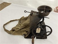 Antique Hand Crank Seeder w/ Bag