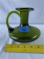 Rainbow hand blown green carafe