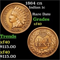1864 cn Indian 1c Grades xf