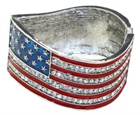 Large American Flag Crystal Bangle Bracelet