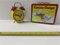 2pc Curious George; Alarm Clock, Sealed Lunchbox