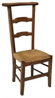 FRENCH PROVINCIAL FRUITWOOD RUSH-SEAT PRIE-DIEU