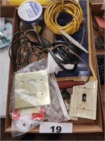 LOT ELECTRICAL ITEMS- WIRE- PLATES
