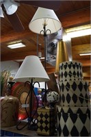 2 Wrought Iron Lamps  27" Desk and 64" Floor Lamp
