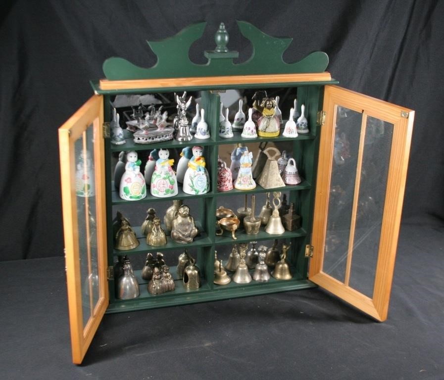 Collection of Bells with Display Case 17x22