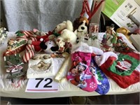 Christmas decor - wreath hanger, stuffed animals,