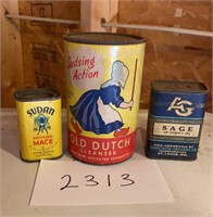 Vtg Old Dutch Cleanser & Spice Cans