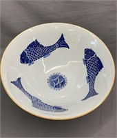 Large Japanese Koi Serving Bowl 15.5" wide