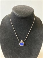 16" Necklace-Blue Lepas + Moonstone .925 +hallmark