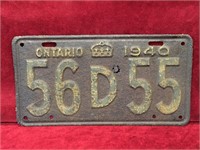 1940 Ontario License Plate - 12" x 6.5"