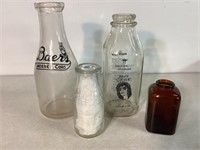 4 Vintage Bottles, 4in To 9.5in Tall