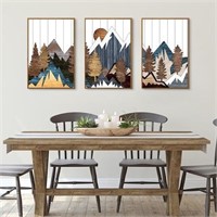 CHDITB Framed Mountain Wall Art Set  16x24in