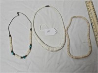 Three Retro Beaded Pooka Style Necklaces