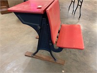 Antique red school desk