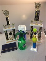 Bowling/Tennis Trophies, Cooler,