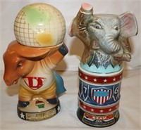 2 Full Political Jim Beam Decanters