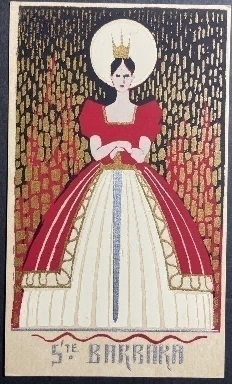 Antique Ste. Barbara Handmade Serigraph PPC