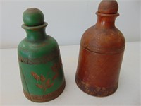 Two Wood Bottles with Lids