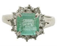 Platinum 2.01 ct Natural Emerald & Diamond Ring