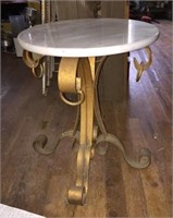 Small Metal Base Marble Top Round Table