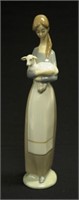 Lladro Standing Girl with Lamb Figure