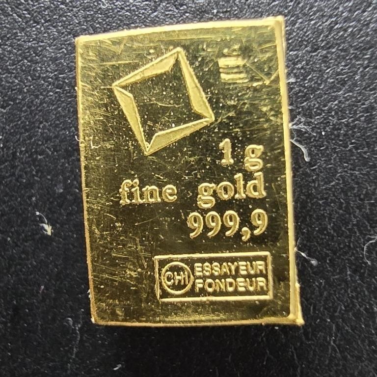 999.9 Fine Gold 1G Gold Bar