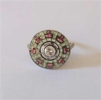 18ct rose gold sterling silver gem set ring