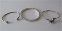 Three sterling silver bangles 86g total