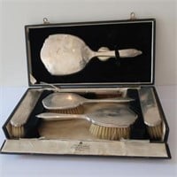 Art Deco cased English sterling silver dressing