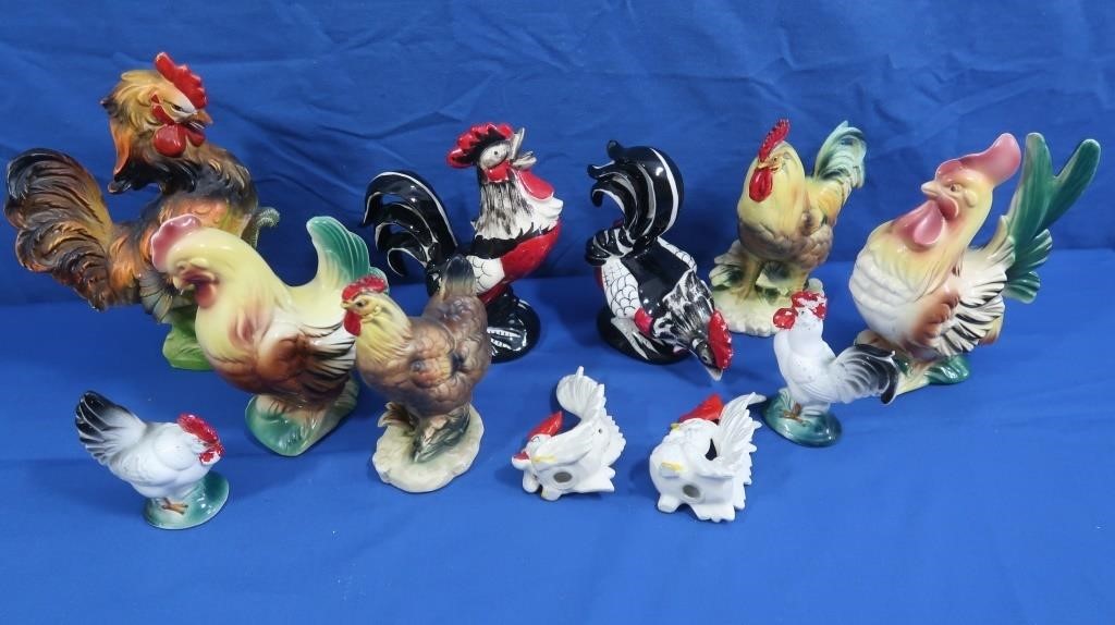 Ceramic Rooster Figurines