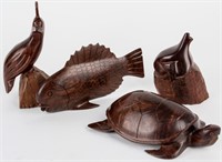 Art, Vintage Ironwood Figurines Turtle, Fish +